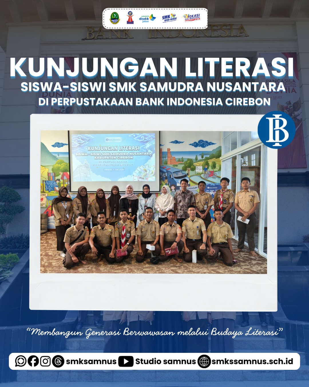 Perwakilan Siswa Entrepreneur SMK Samudra Nusantara Kunjungi Perpustakaan Bank Indonesia Cirebon
